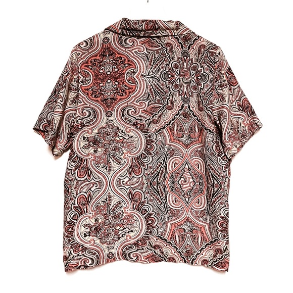 Flax Linen Button Down Shirt Womens SZ Small Paisley Boho Hippie Lagenlook Artsy - Picture 2 of 7